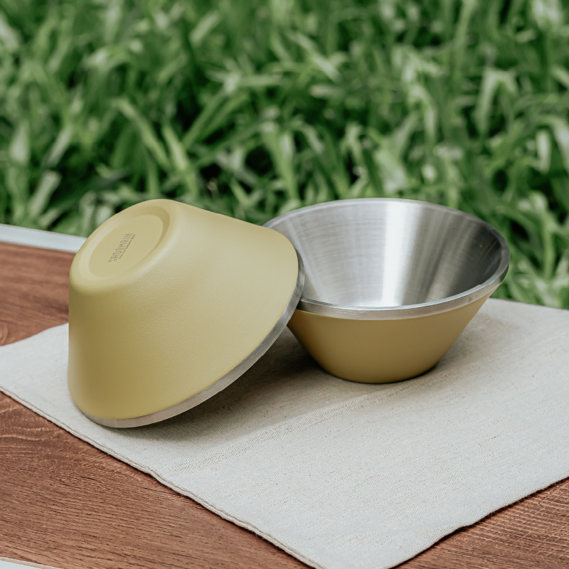 【仙德曼】雙層304不鏽鋼笠形碗(4入)附網袋