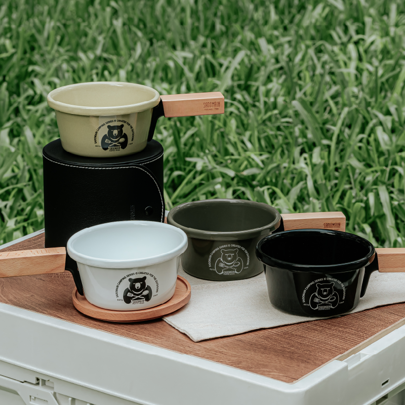 【仙德曼】 琺瑯磁吸碗 2入/2蓋 400ml (附收納皮盒)