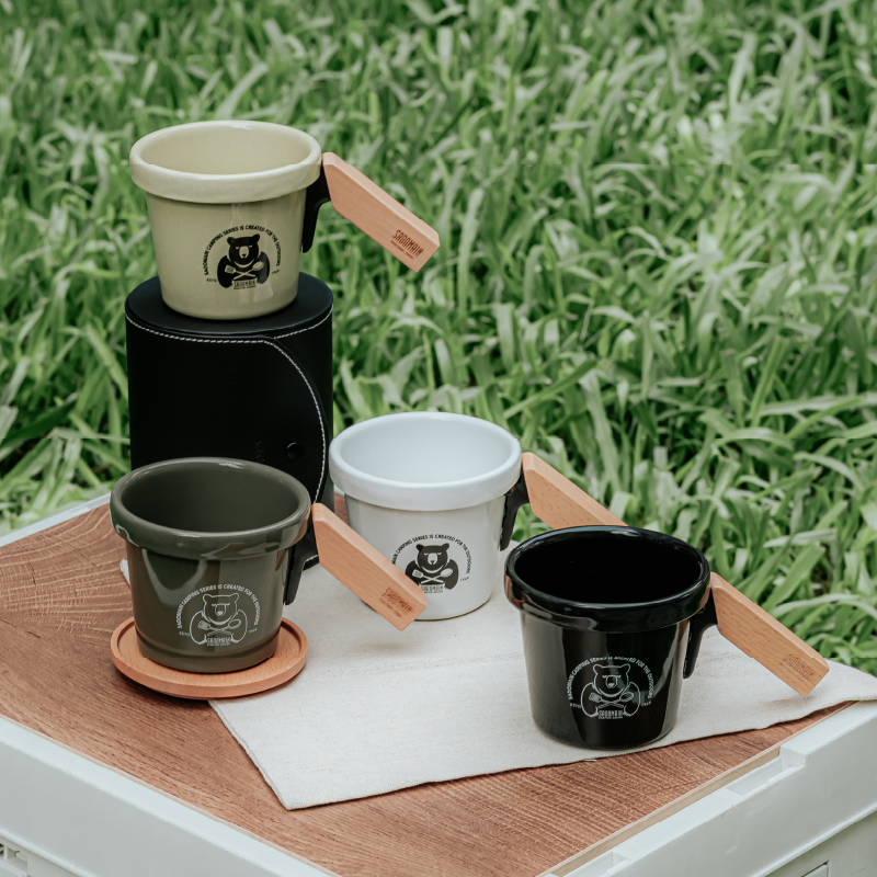 【仙德曼】琺瑯磁吸杯 2入/2蓋 400ml (附收納皮盒)