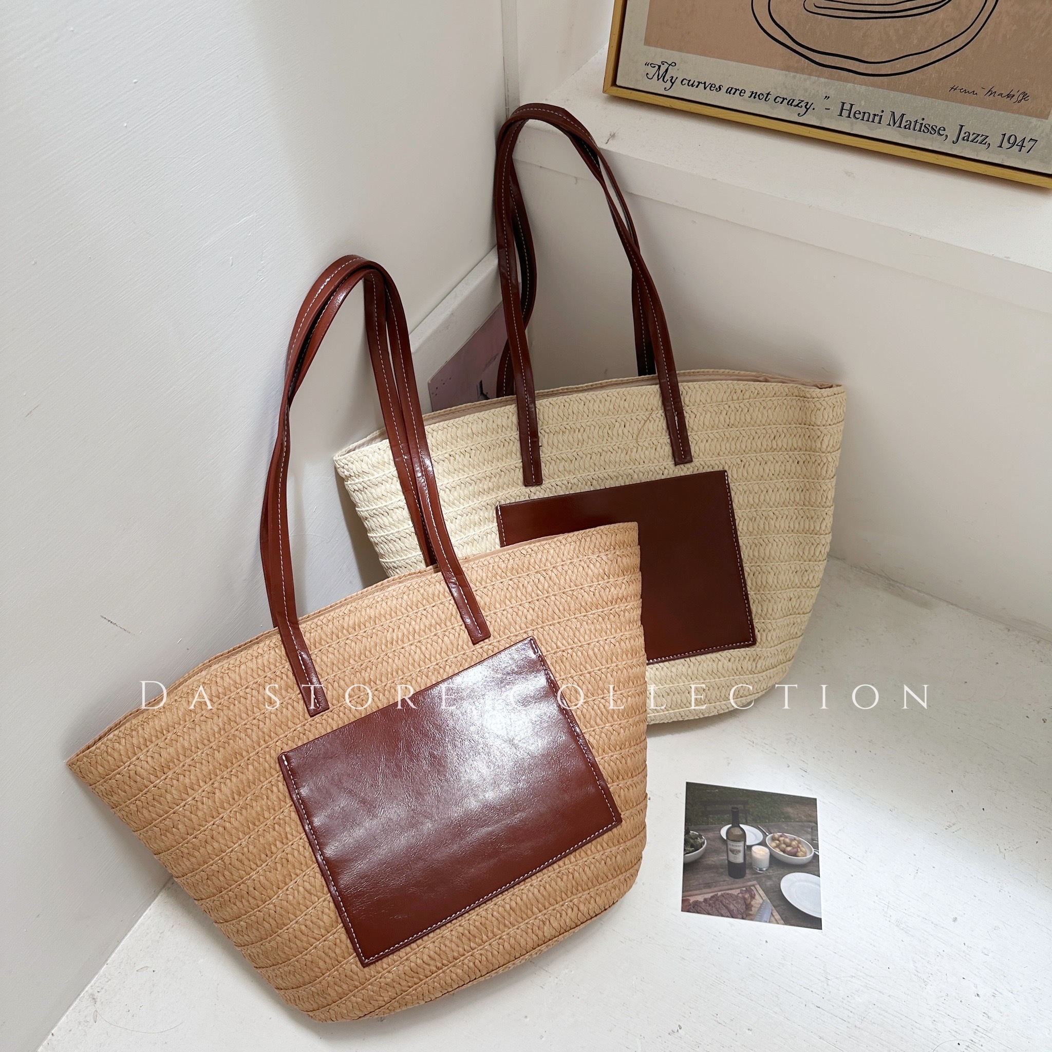 復古法式沙灘草编包/二色