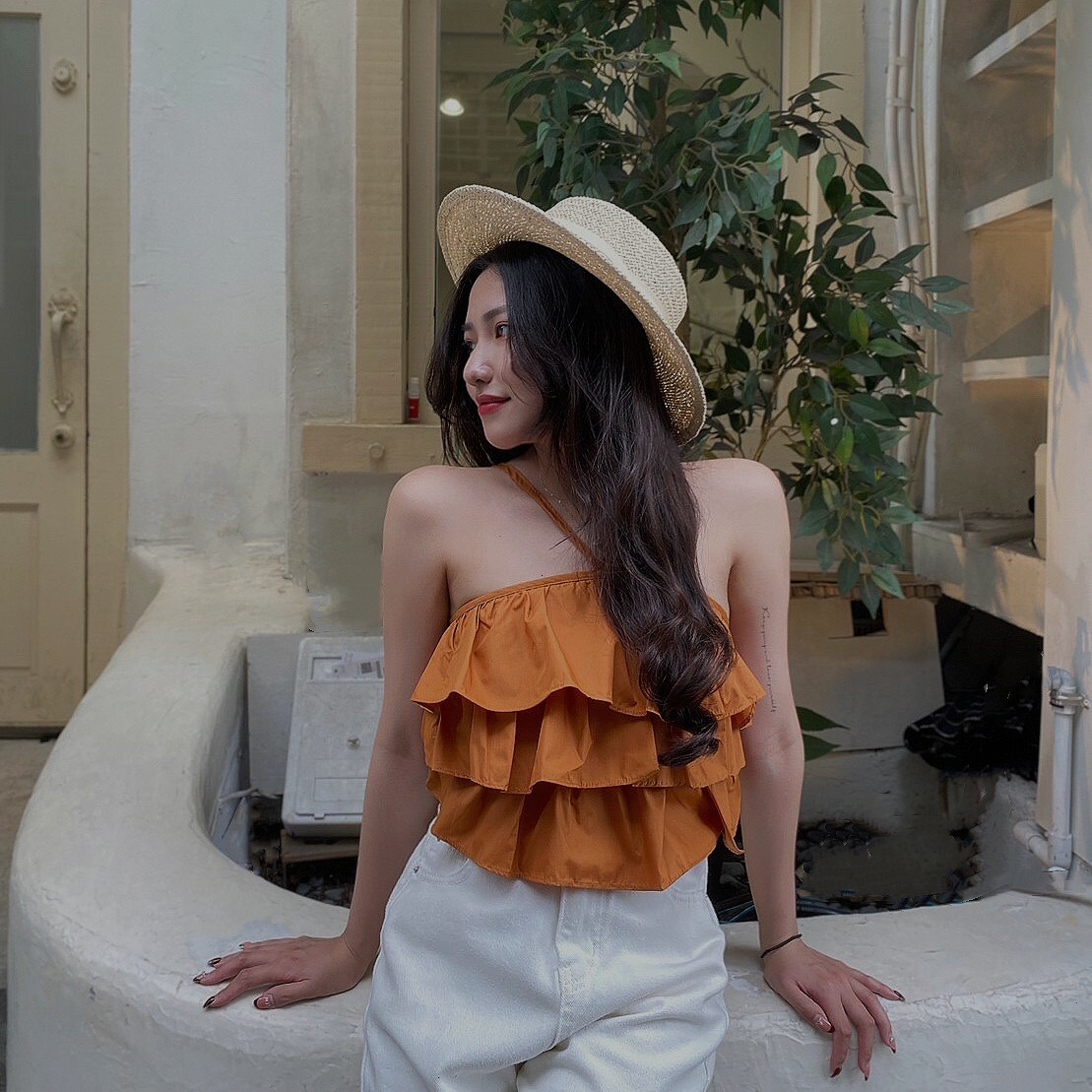 南洋荷葉蛋糕細肩帶背心/三色