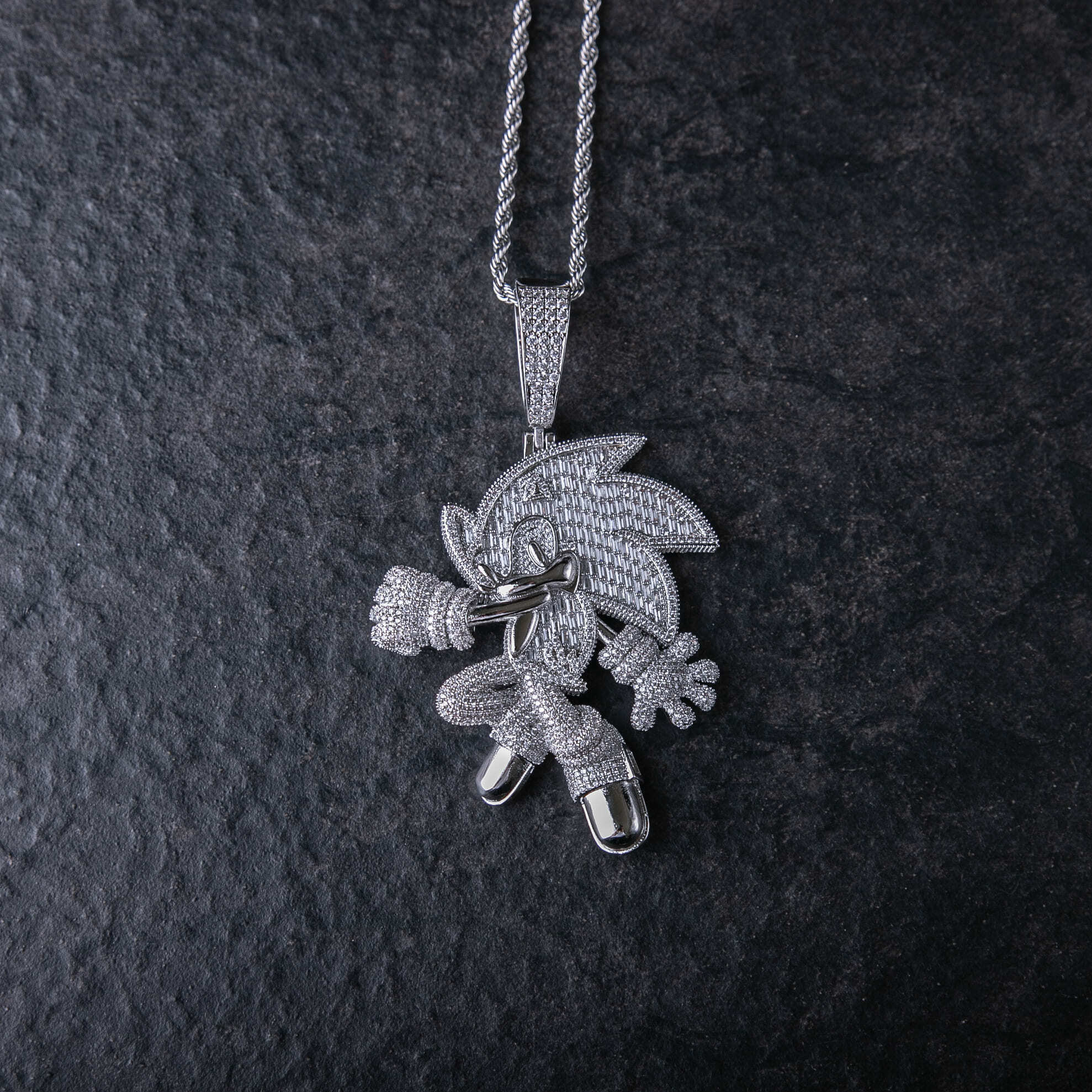 翻玩T方混鑲音速小子墜飾