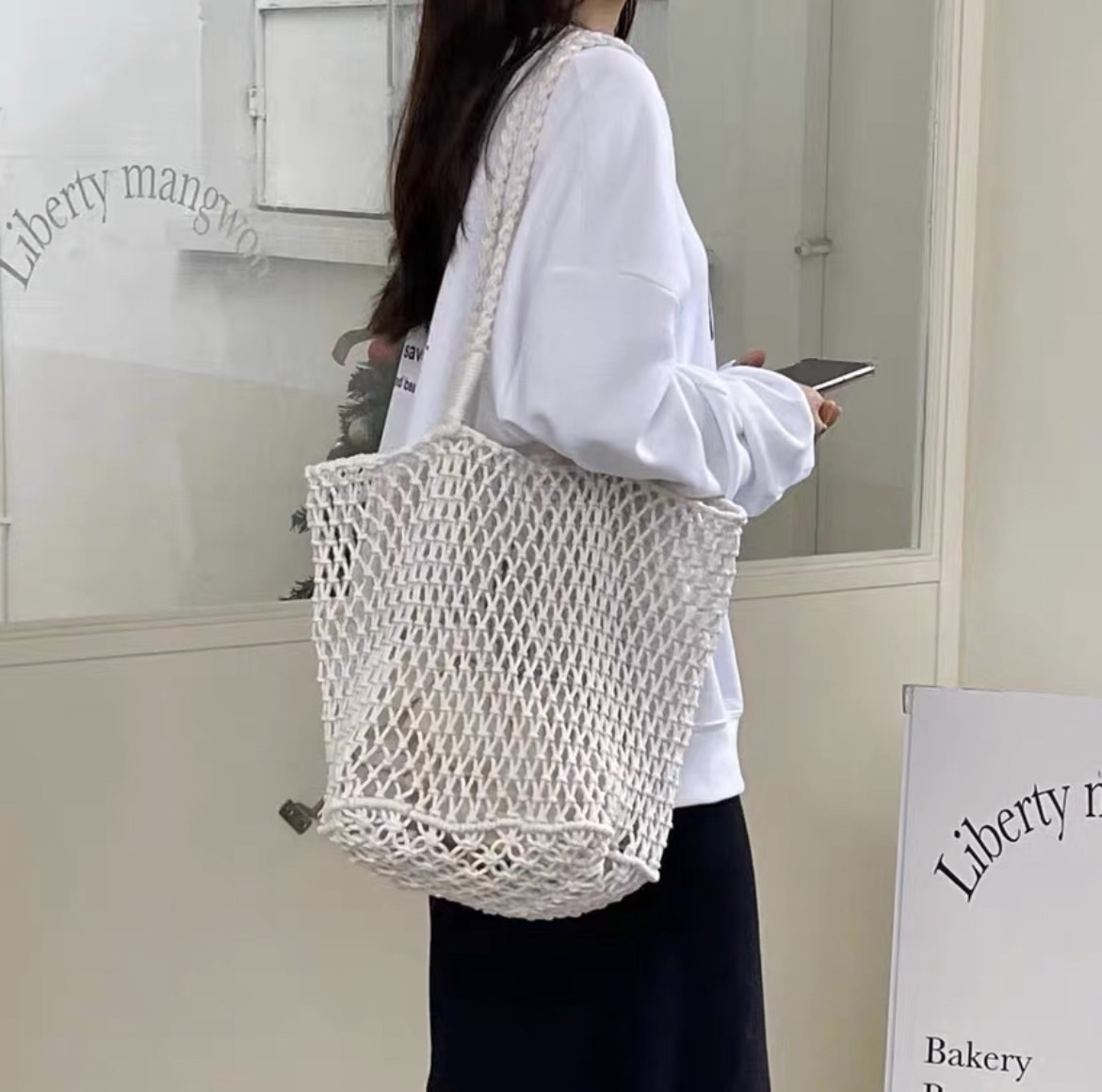 夏日編織摟空魚網包 /二色