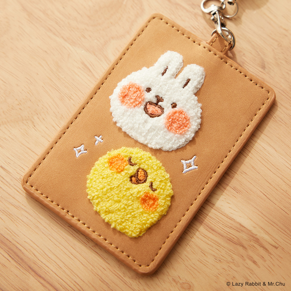 懶散兔與啾先生 皮革Q毛票卡夾