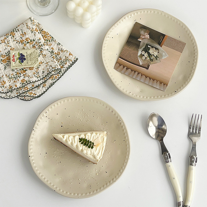 《2437》潑墨珍珠圓邊陶瓷盤