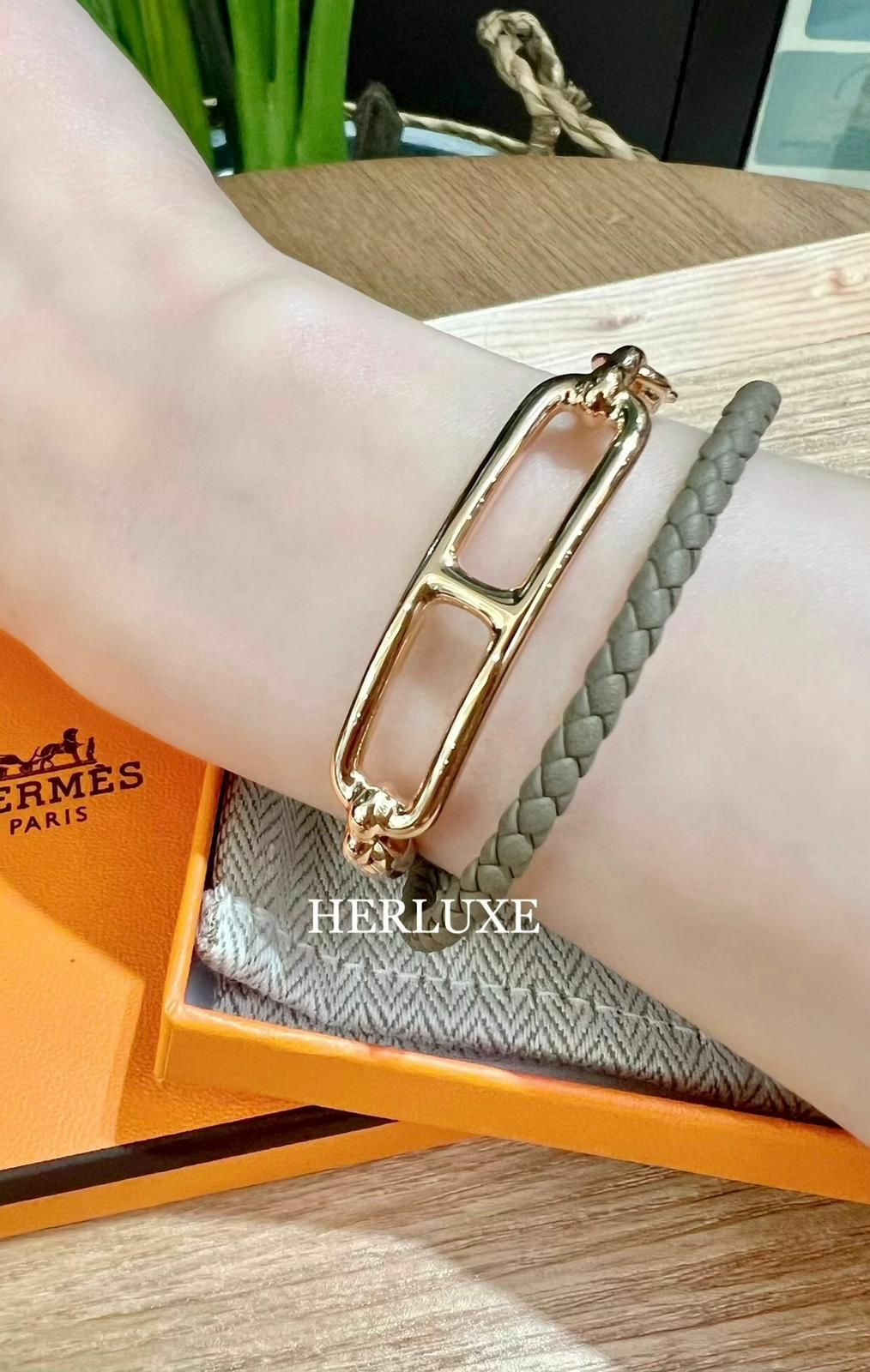 Roulis double tour tresse bracelet 18 etoupe cd T1 T2