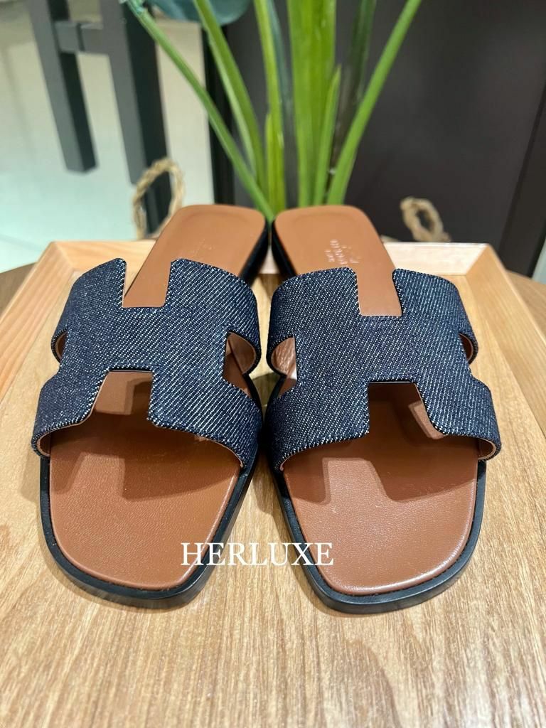 Oran sandal Jeans 牛仔布拼茶色 （可預訂鞋碼）