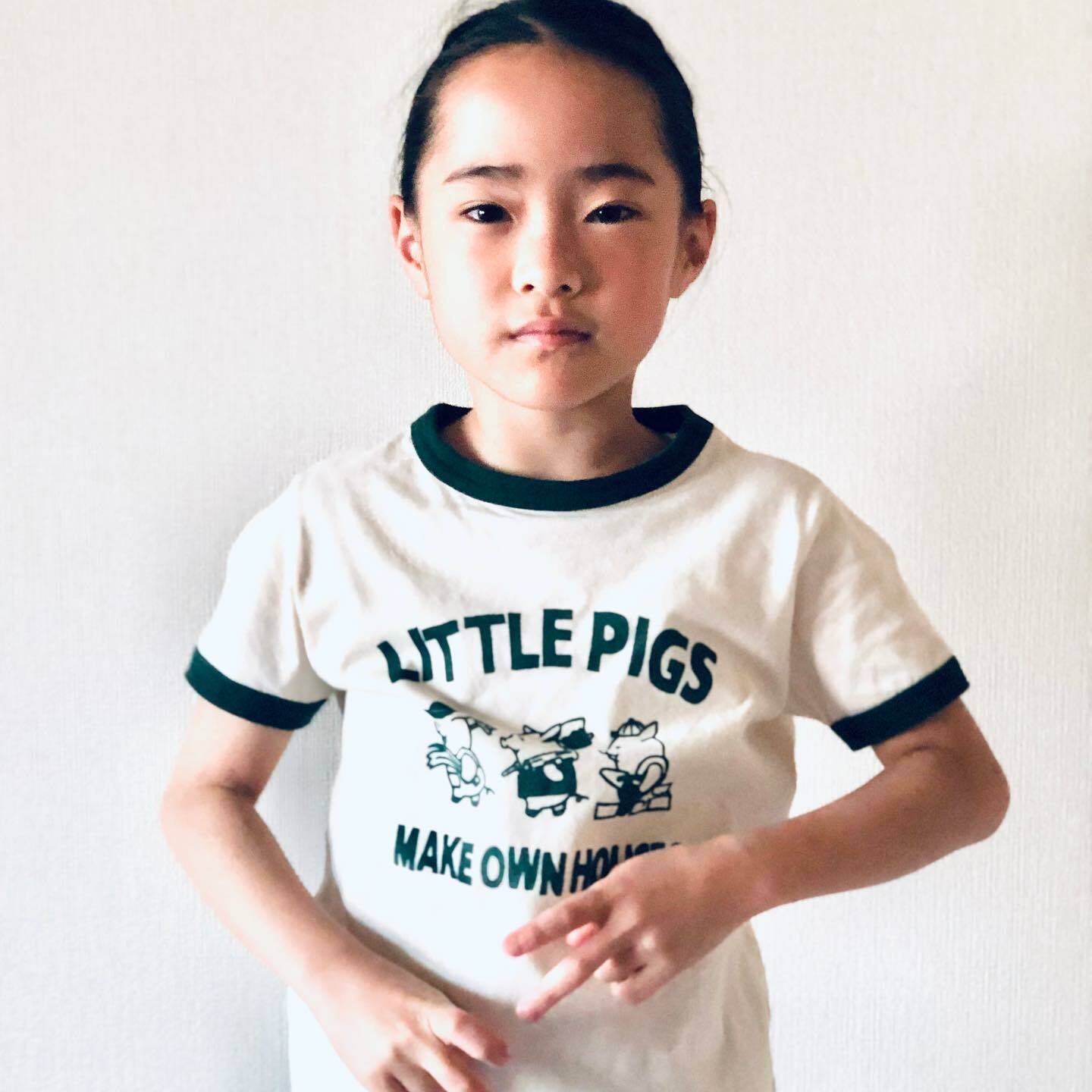 日本2nd 三隻小豬 天竺棉短袖上衣 (綠色，120-150) 830131