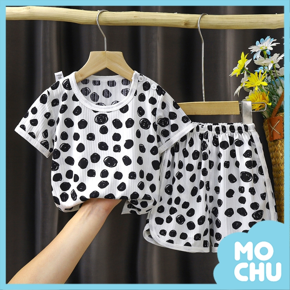 小黑圈圈提花短袖套裝