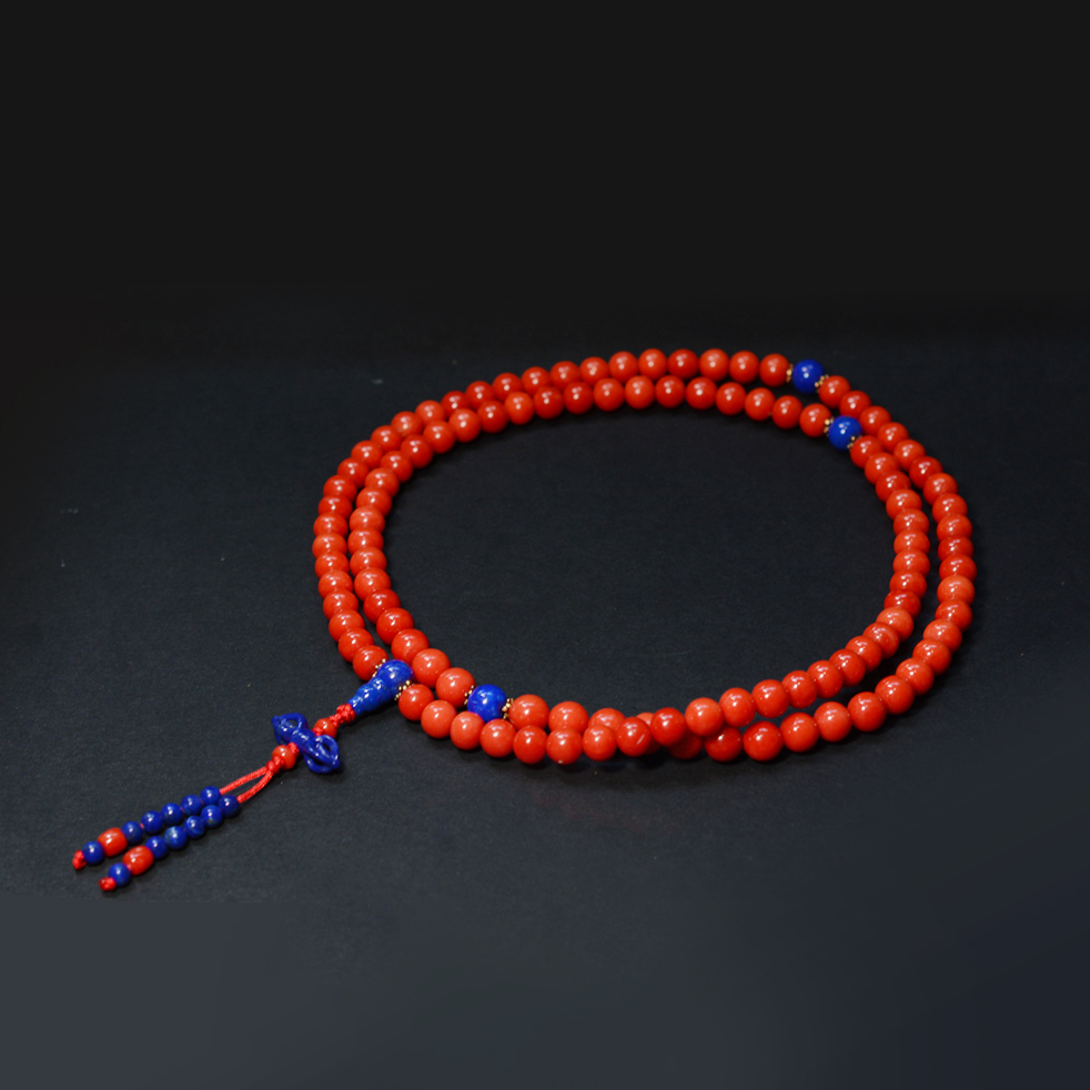 意大利直送 - 8mm 天然紅珊瑚手串 (配：青金) (108顆) (只限門市自取)