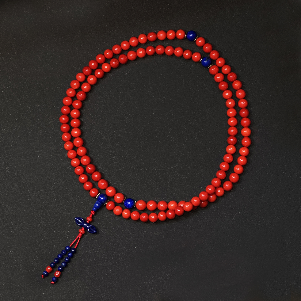 意大利直送 - 8mm 天然紅珊瑚手串 (配：青金) (108顆) (只限門市自取)