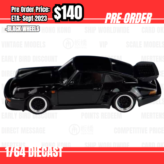 PO-$140 * LF Model * 1:64 Porsche 911 930 Turbo Blackbird Black Wheels [OD21/06]