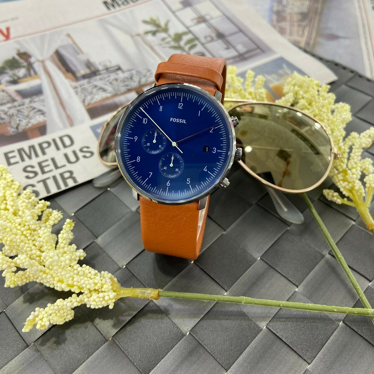 【FOSSIL】古典紳士皮革腕錶 FS5486 42mm 現代鐘錶