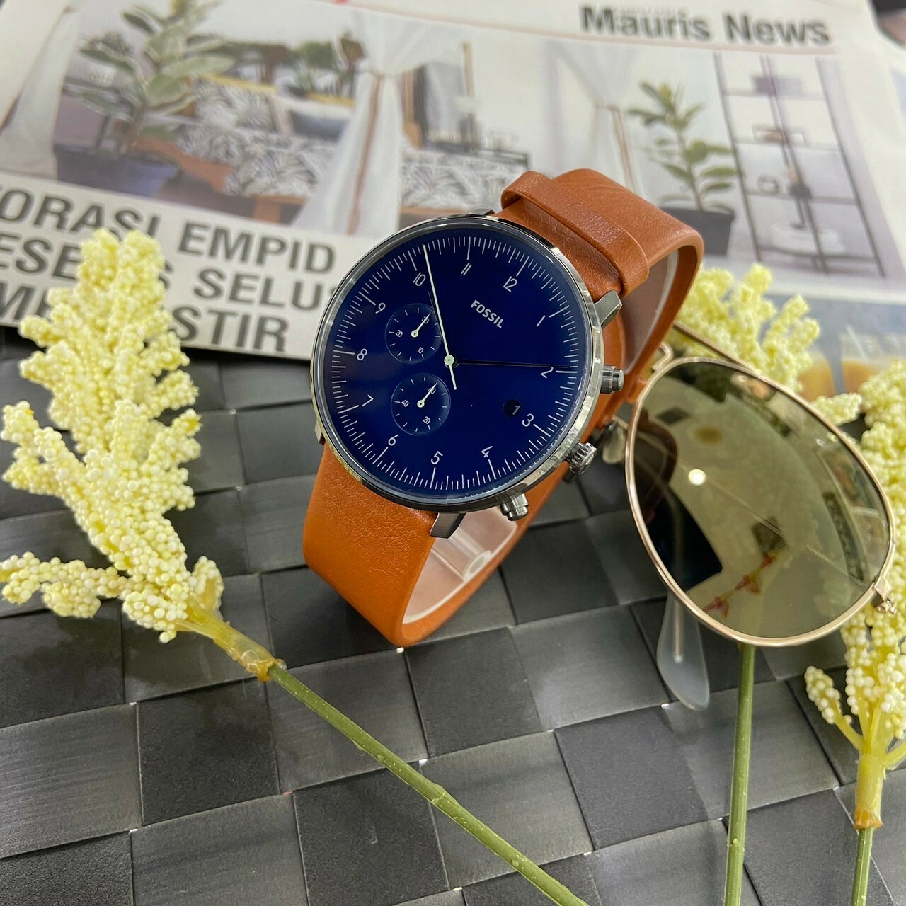 【FOSSIL】古典紳士皮革腕錶 FS5486 42mm 現代鐘錶