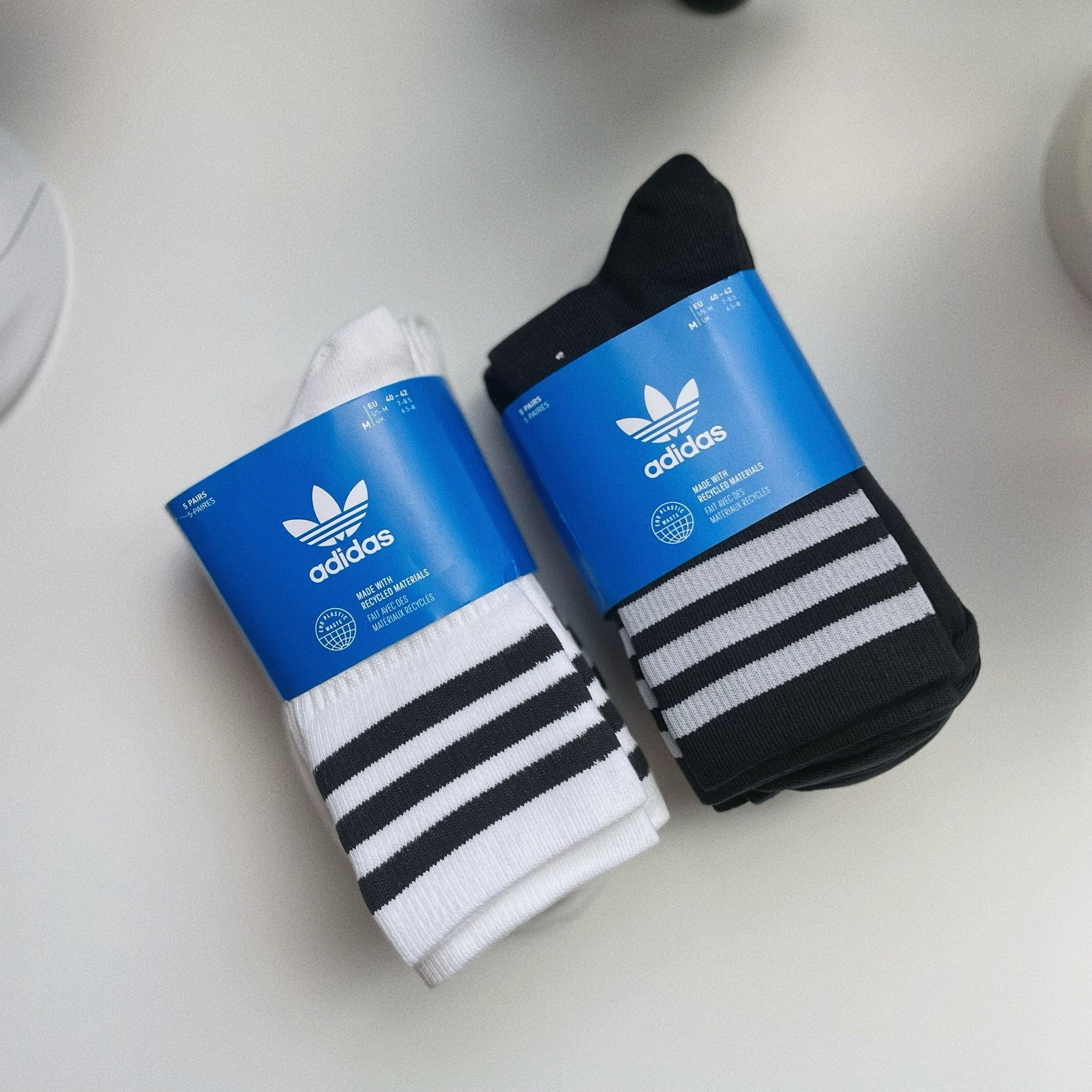 Adidas Originals Socks 黑色 白色 三葉草 襪子 長襪 中筒襪 五雙一組 H65458 H65459