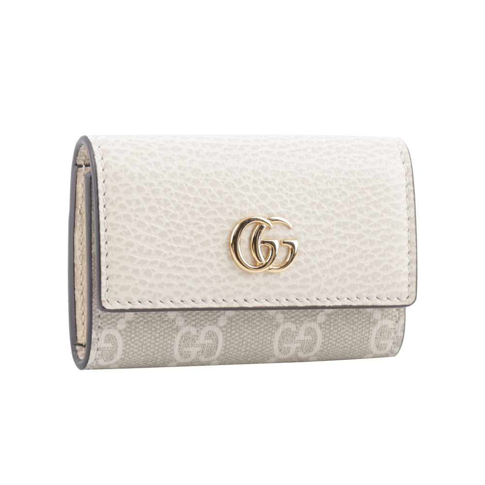 【GUCCI】GG Marmont 帆布拼皮革鑰匙包