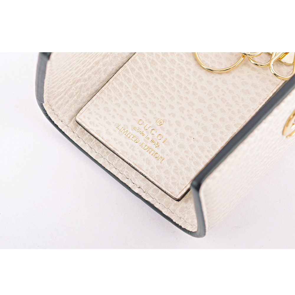 【GUCCI】GG Marmont 帆布拼皮革鑰匙包(米白色/烏木色) 456118 17WAG 9096