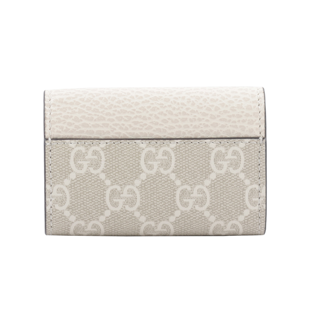 【GUCCI】GG Marmont 帆布拼皮革鑰匙包(米白色/烏木色) 456118 17WAG 9096