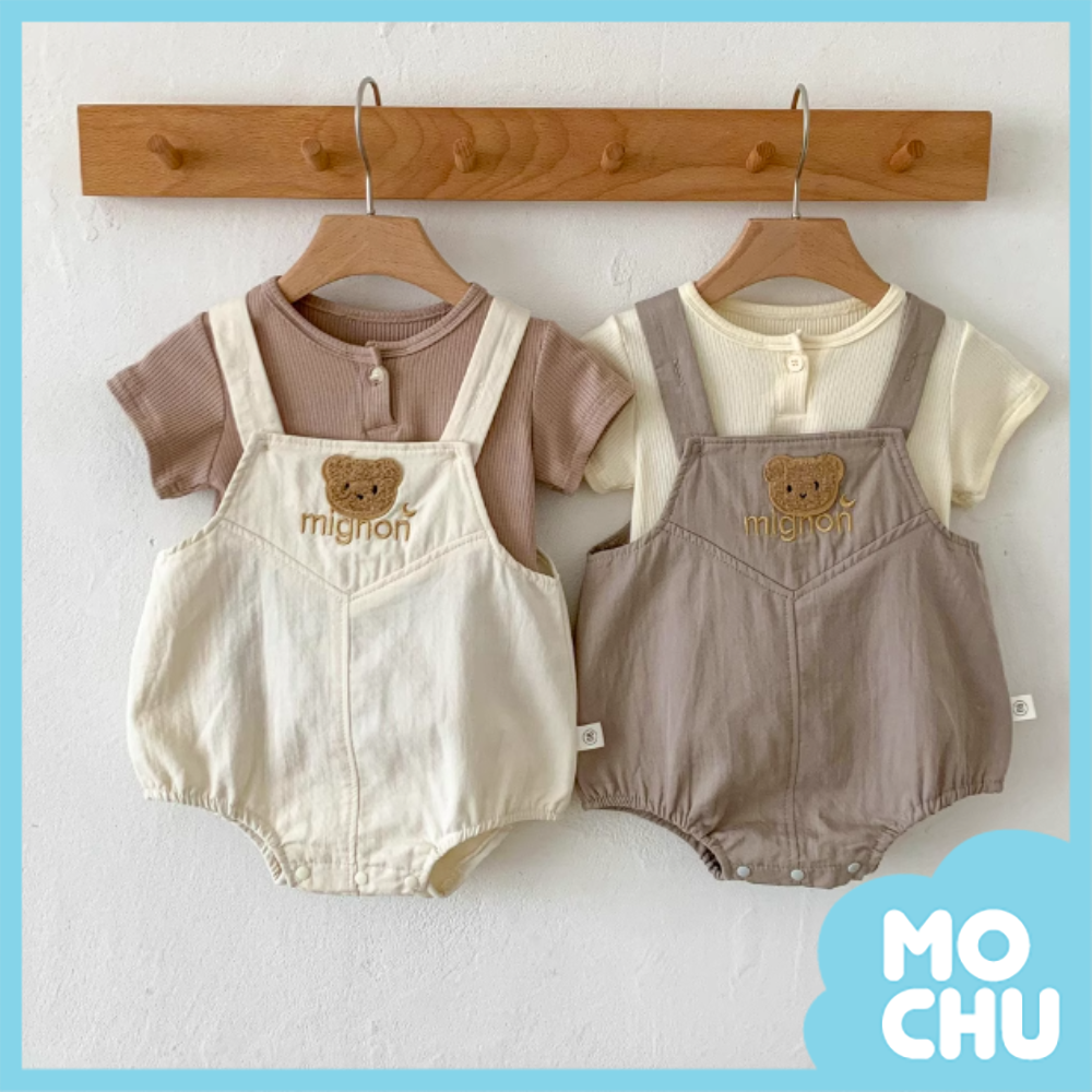 (66cm現貨)月亮小熊字母短袖套裝