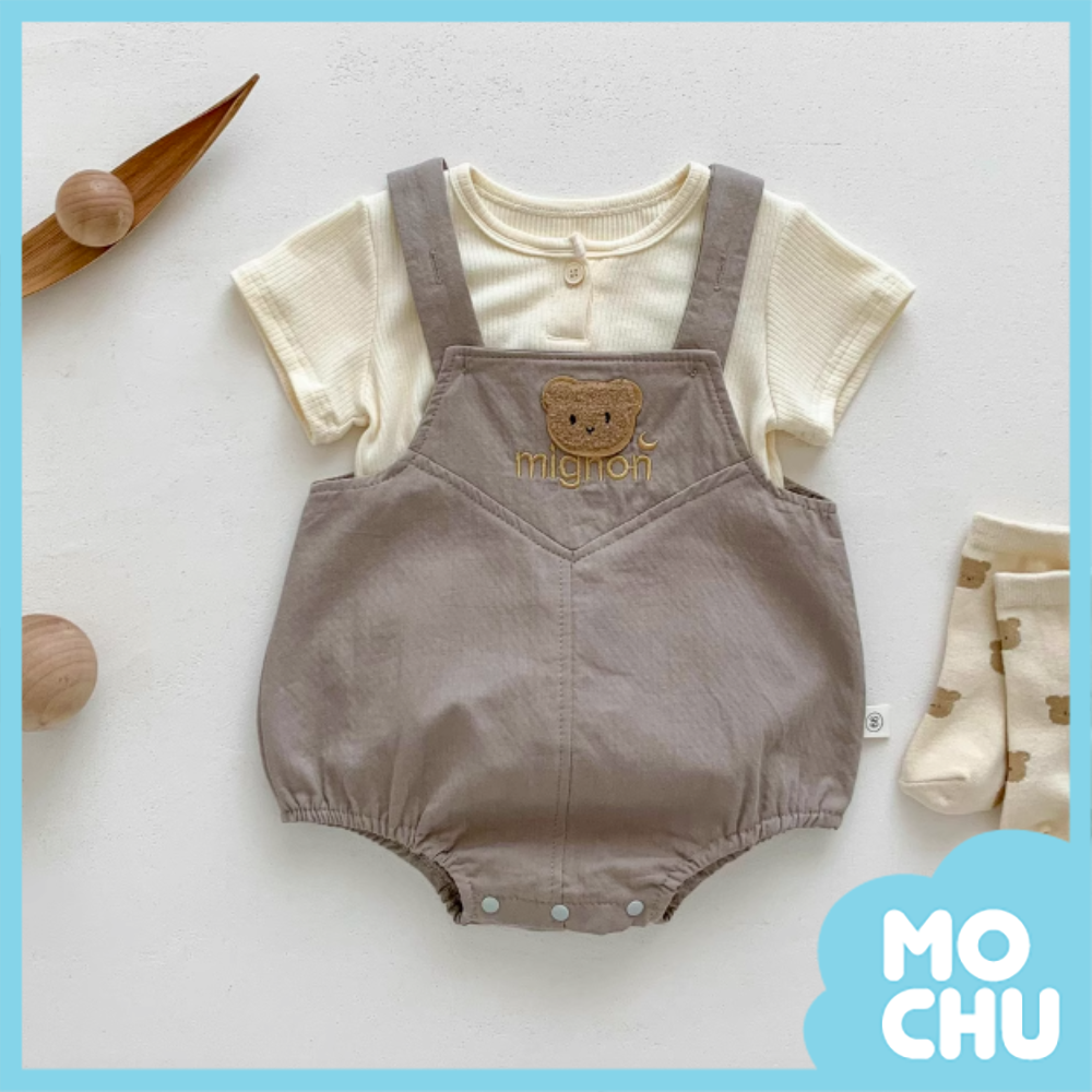 (66cm現貨)月亮小熊字母短袖套裝