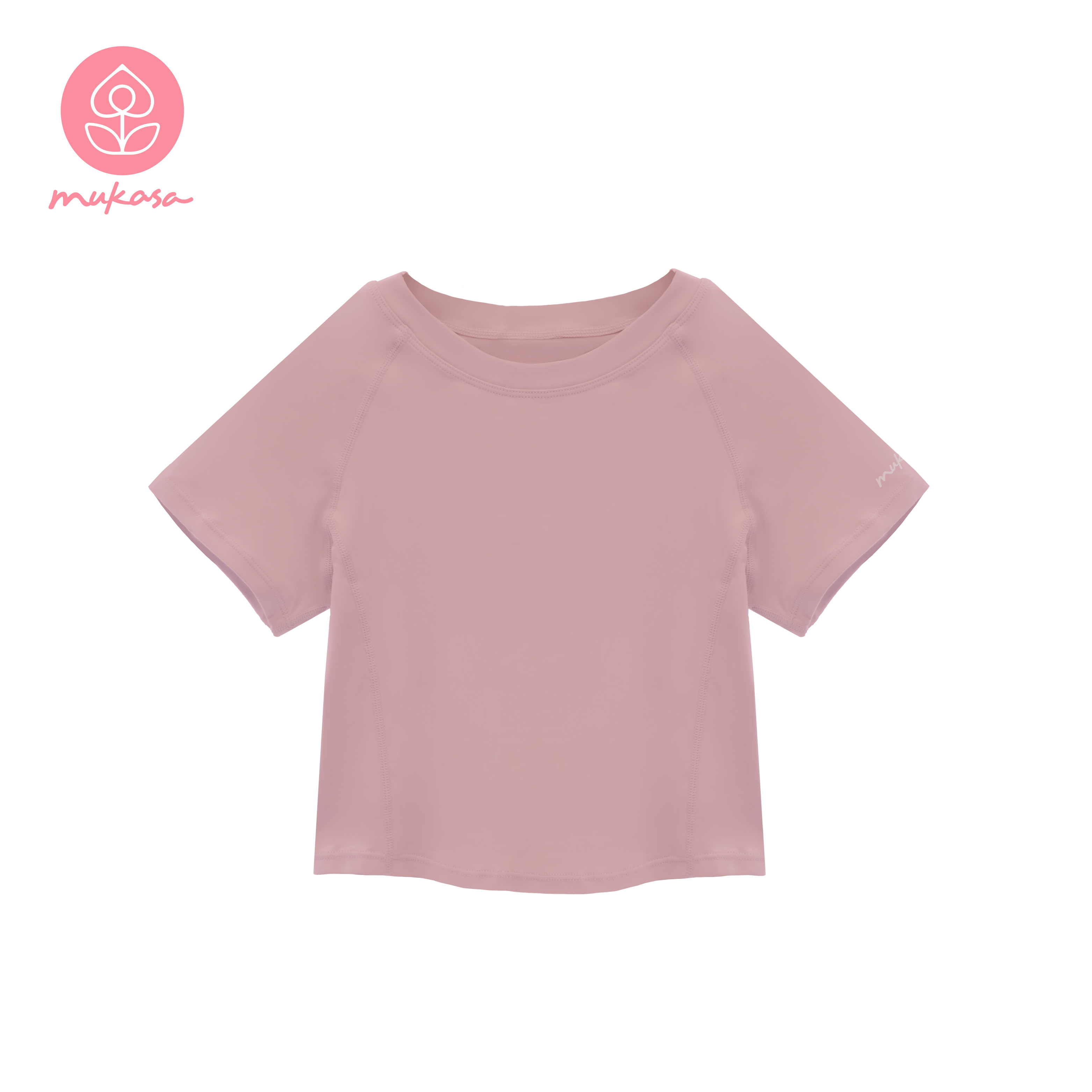 MUKASA 接邊短袖短版上衣 - 珊瑚粉 MUK-2304302