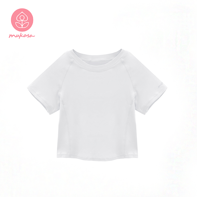 MUKASA 接邊短袖短版上衣 - 空靈灰 MUK-2304304