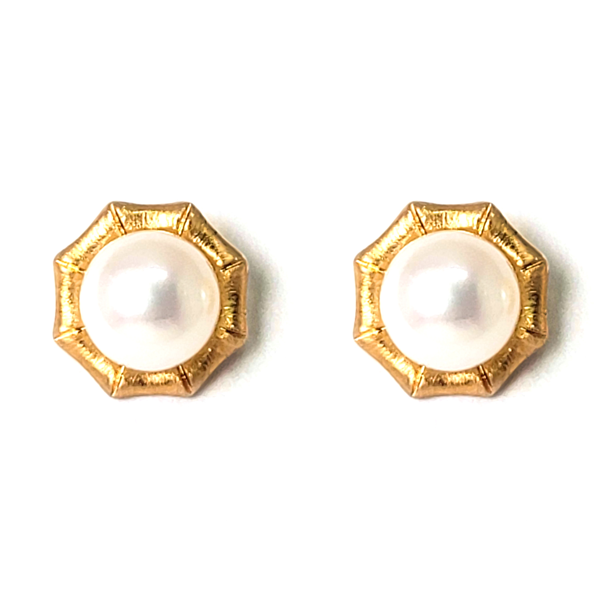 18K玫瑰金珍珠耳環