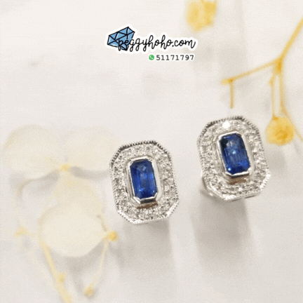 18K White Gold 0.96 Sapphire and Diamond Earrings