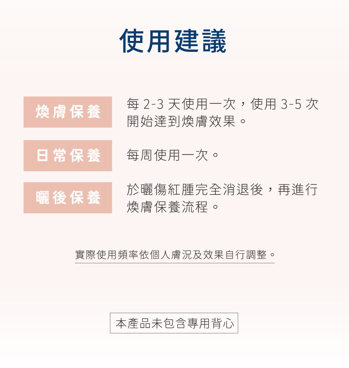 每2-3天使用一次 使用3-5次就能達到煥膚效果