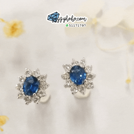 18K White Gold 0.85 Sapphire and Diamond Earrings