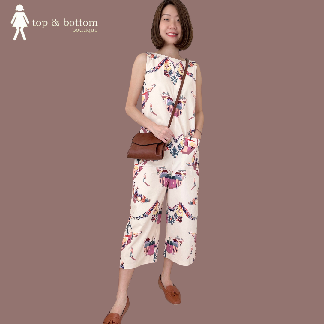 SOLID PRINTED LONG JUMPSUIT
