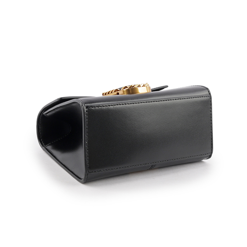 【MARC JACOBS】鎖鏈標誌小牛皮迷你手提/斜背二用包(黑色)