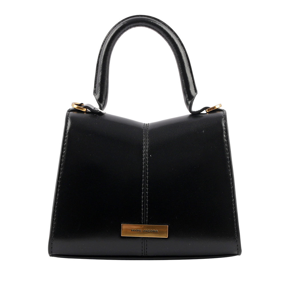 【MARC JACOBS】鎖鏈標誌小牛皮迷你手提/斜背二用包(黑色)