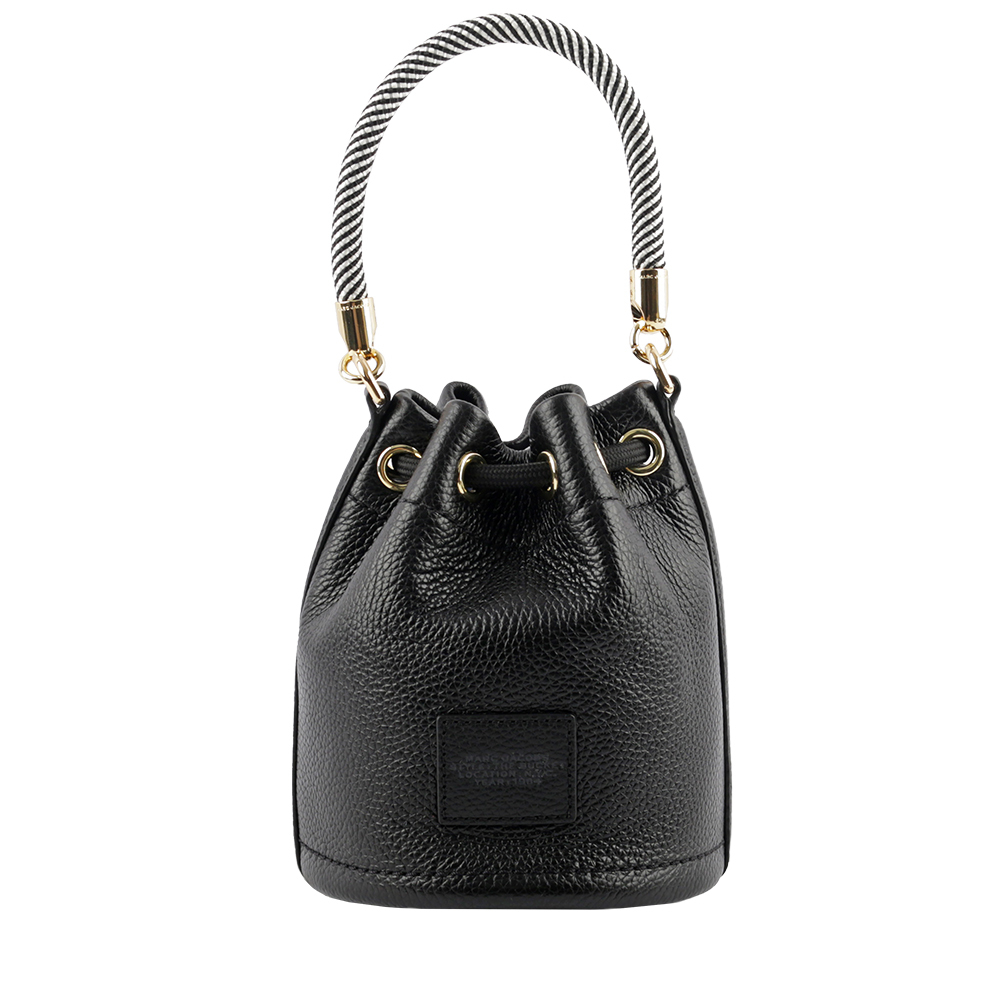 【MARC JACOBS】The Bucket Bag Logo 壓印二用迷你水桶包(黑色)