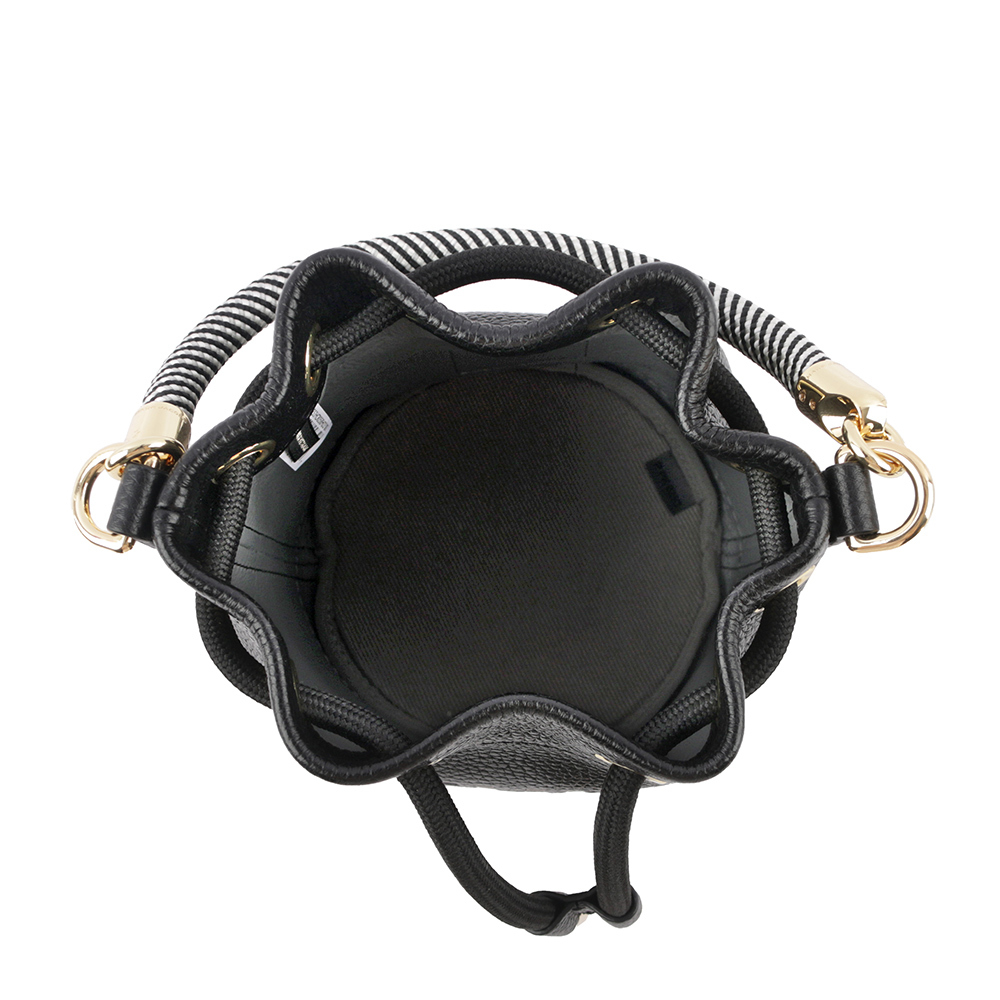 【MARC JACOBS】The Bucket Bag Logo 壓印二用迷你水桶包(黑色)