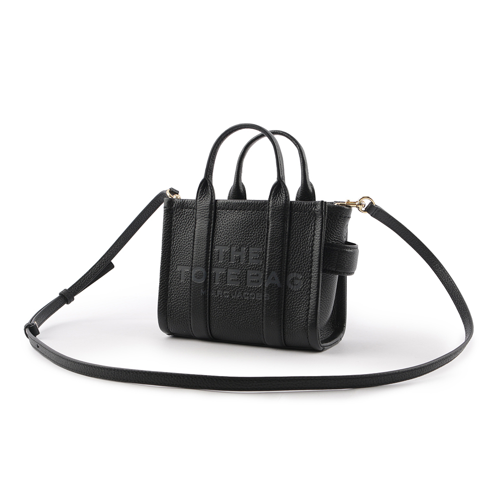 【MARC JACOBS】THE LEATHER TOTE 粒面皮革迷你托特包(黑色) H053L01RE22 001