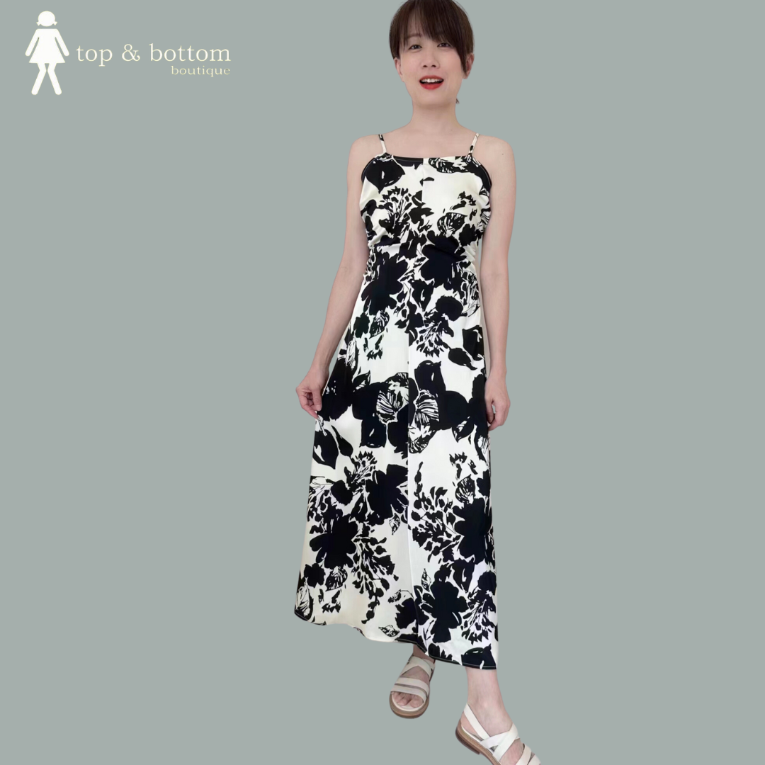 STRAP FLORAL LONG DRESS
