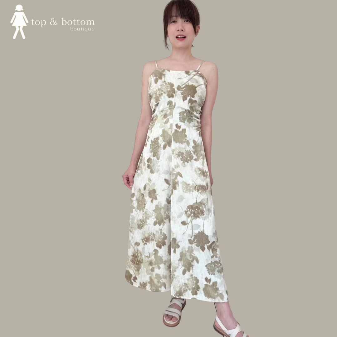 STRAP FLORAL LONG DRESS