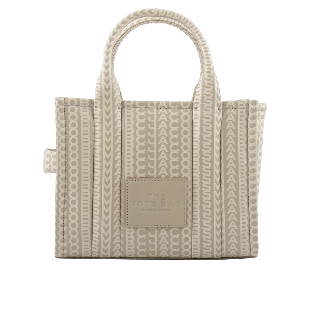 【MARC JACOBS】滿版標誌小羊皮小款托特包(卡其色) 2S3HTT001H03 223