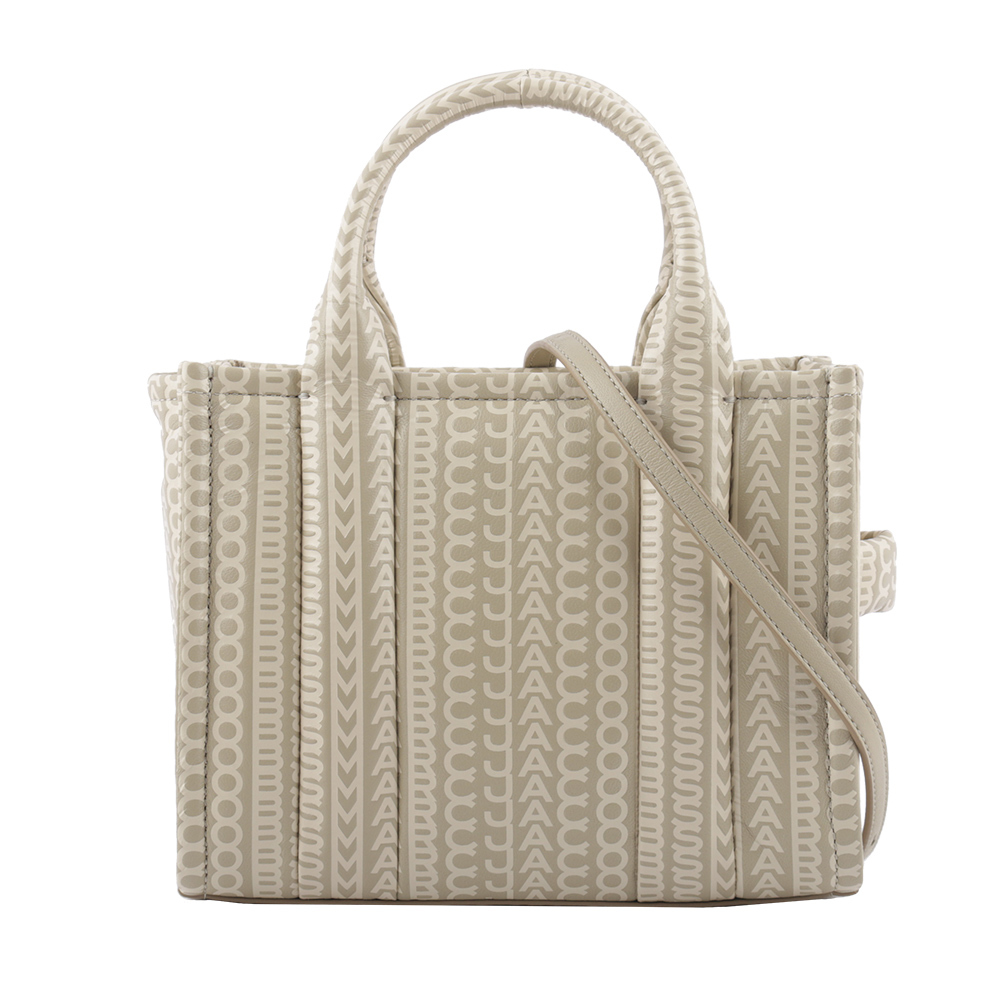 【MARC JACOBS】滿版標誌小羊皮小款托特包(卡其色) 2S3HTT001H03 223