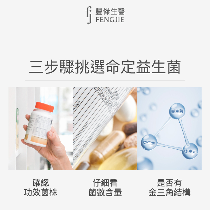 三步驟挑選命定益生菌、確認菌株功效、仔細看菌數含量、是否有金三角結構