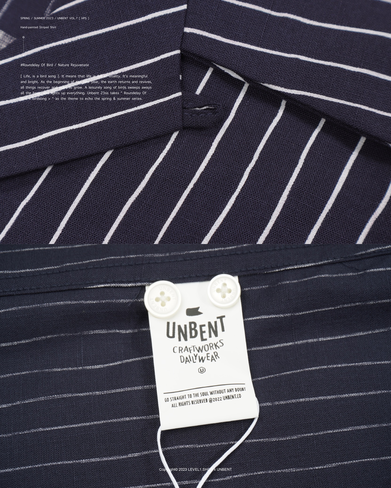 UNBENT - 23SS VOL.7 Hand-painted Striped Shirt - Navy