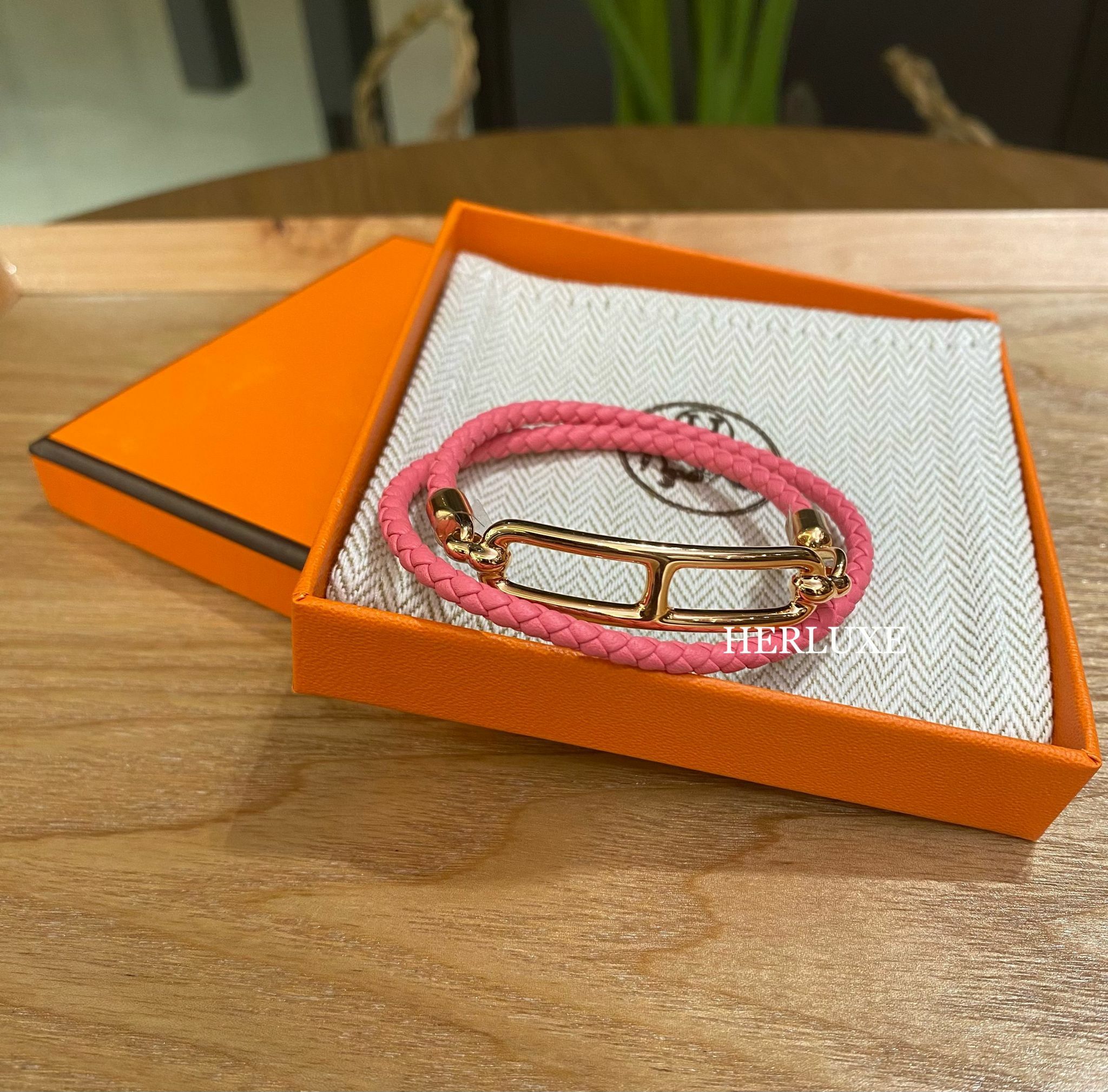 Roulis double tour tresse bracelet 8W rose azalee cd T2