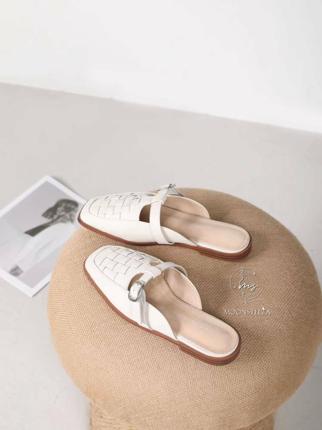 氣質編織扣環穆勒鞋