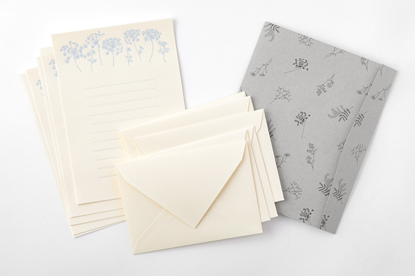 白色 花色和紙 信紙信封組（附收納紙盒）｜日本Midori