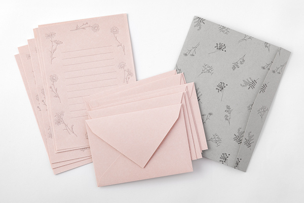 粉色 花色和紙 信紙信封組（附收納紙盒）｜日本Midori