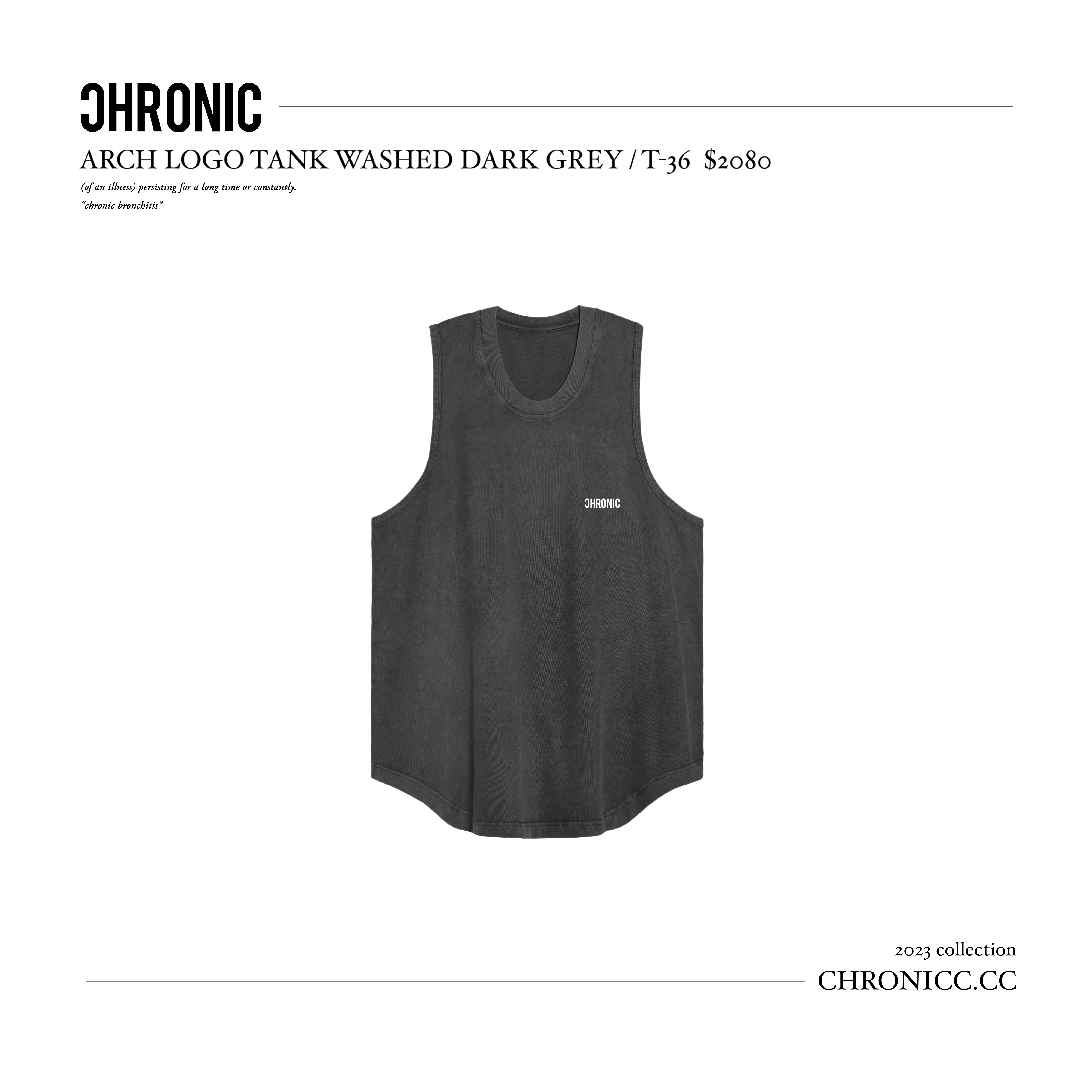 ARCH LOGO TANK WASHED DARK GREY / T-36