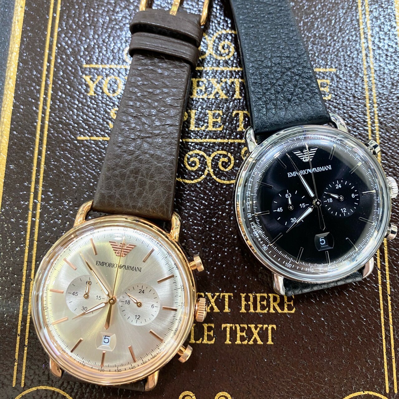 【EMPORIO ARMANI】復刻時尚計時腕錶 AR11106(咖啡) / AR11143 (黑) 43mm 現代鐘錶