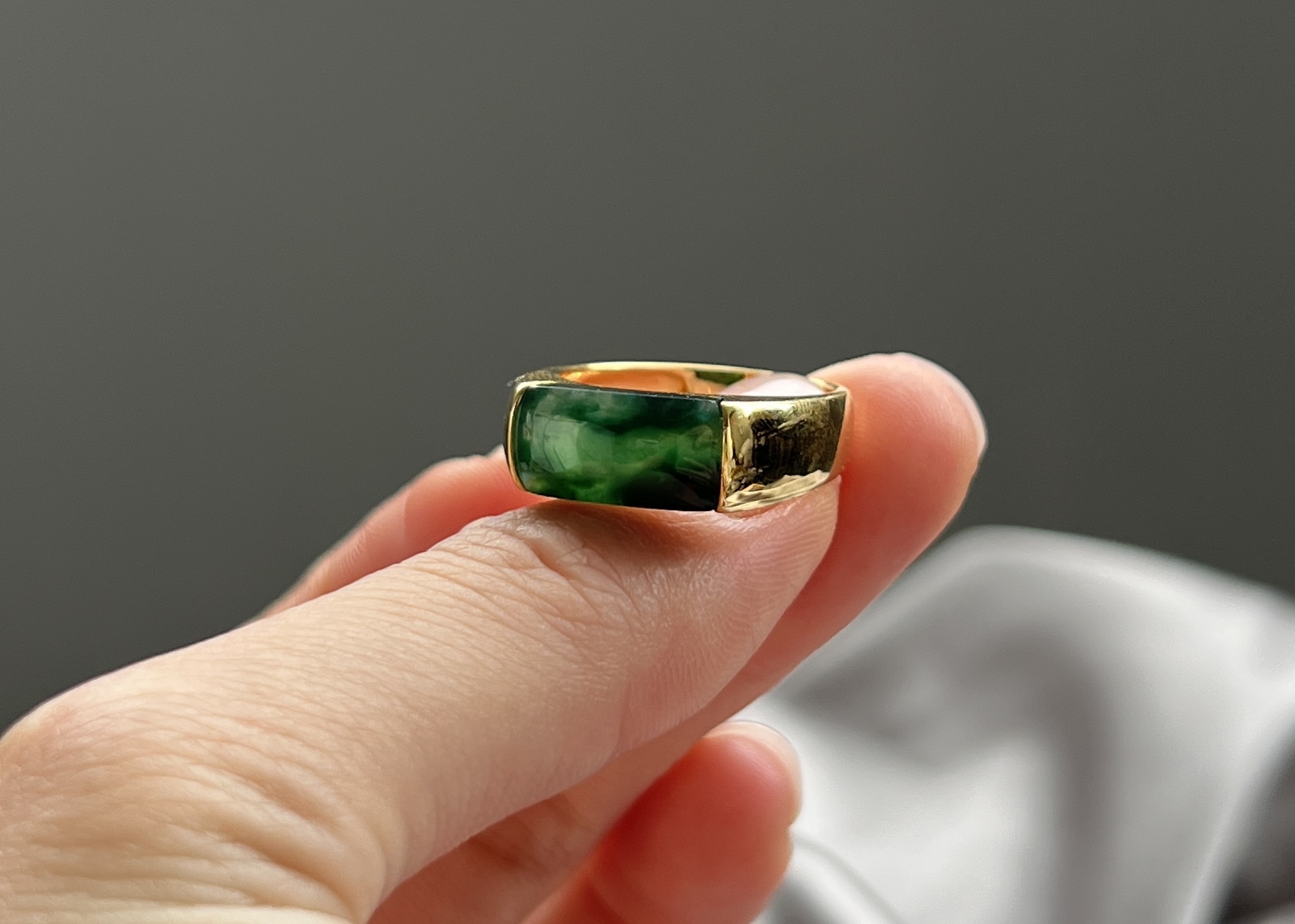 珍藏級老藍水戒指18K