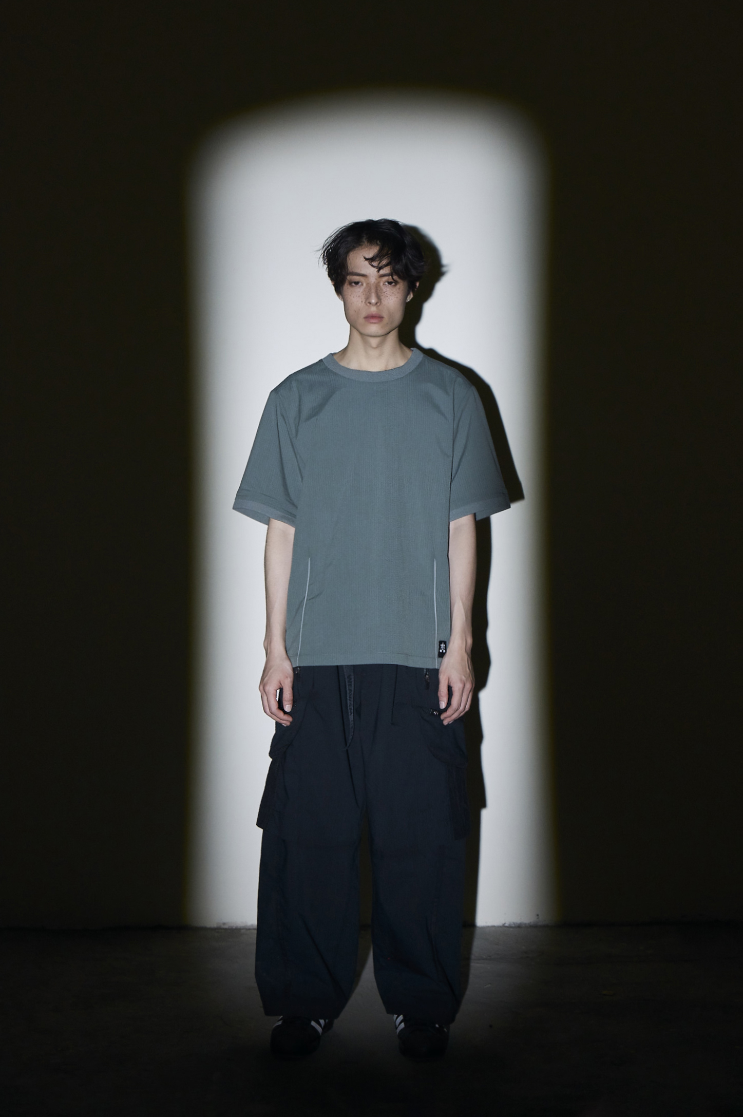 透氣層次寬褲- 黑